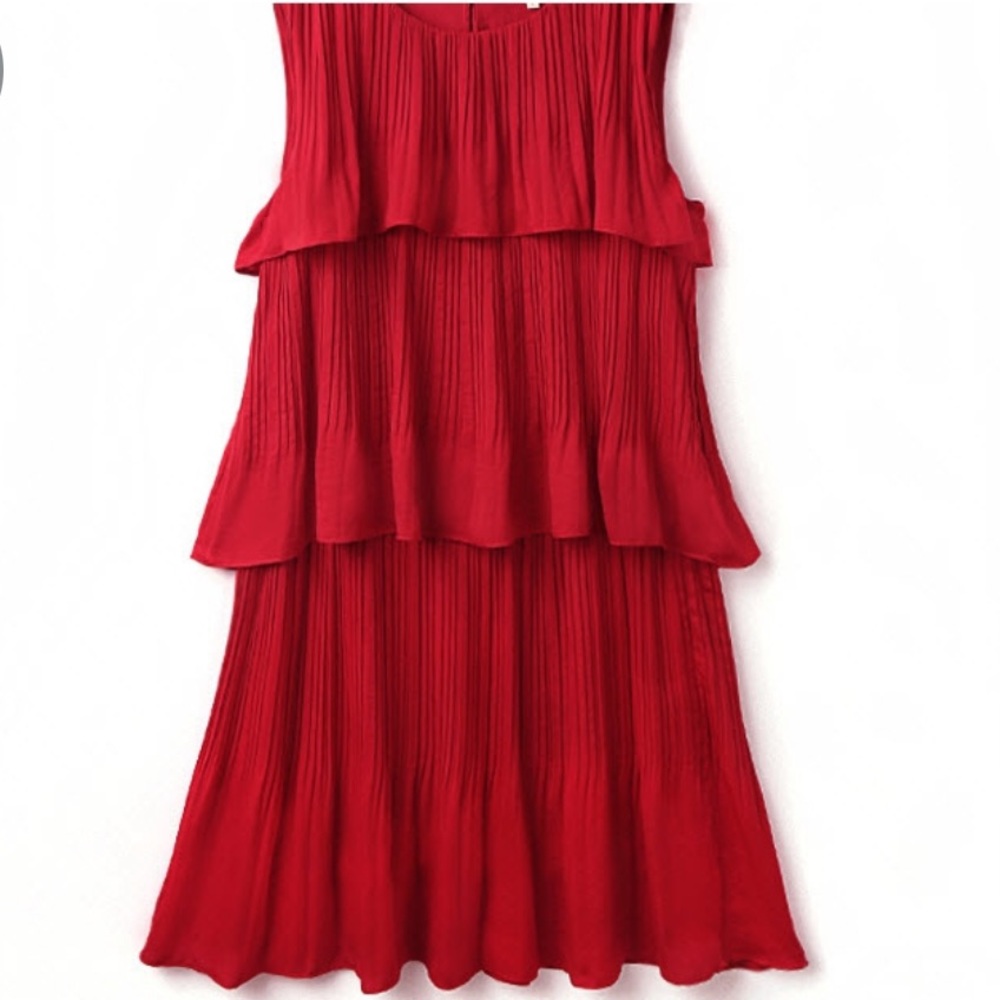 Maje Mini Red Ruffle Dress - Picture 3 of 4
